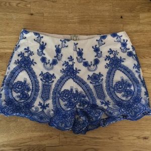 High waisted blue lace short